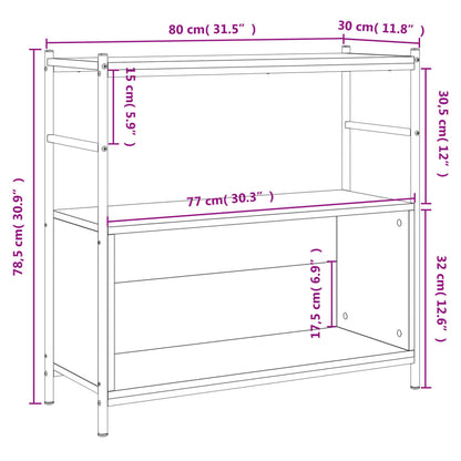 Bokhylla svart 80x30x78,5 cm konstruerat trä och järn