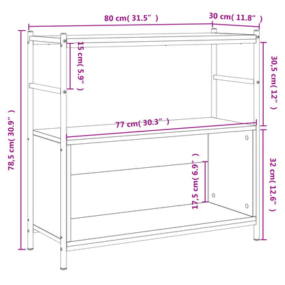 Bokhylla sonoma-ek 80x30x78,5 cm konstruerat trä och järn