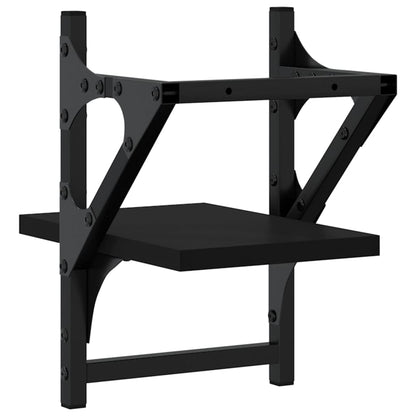 Vägghyllor med stänger 2 st svart 20x25x30 cm