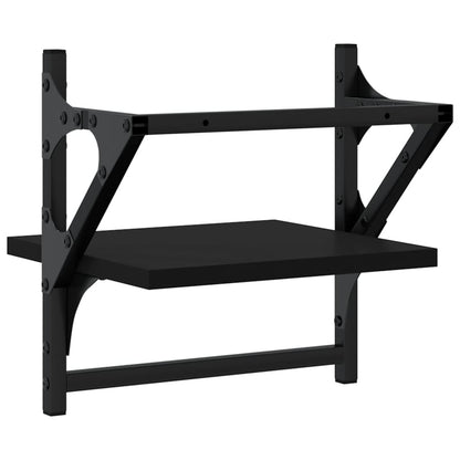 Vägghyllor med stänger 2 st svart 30x25x30 cm