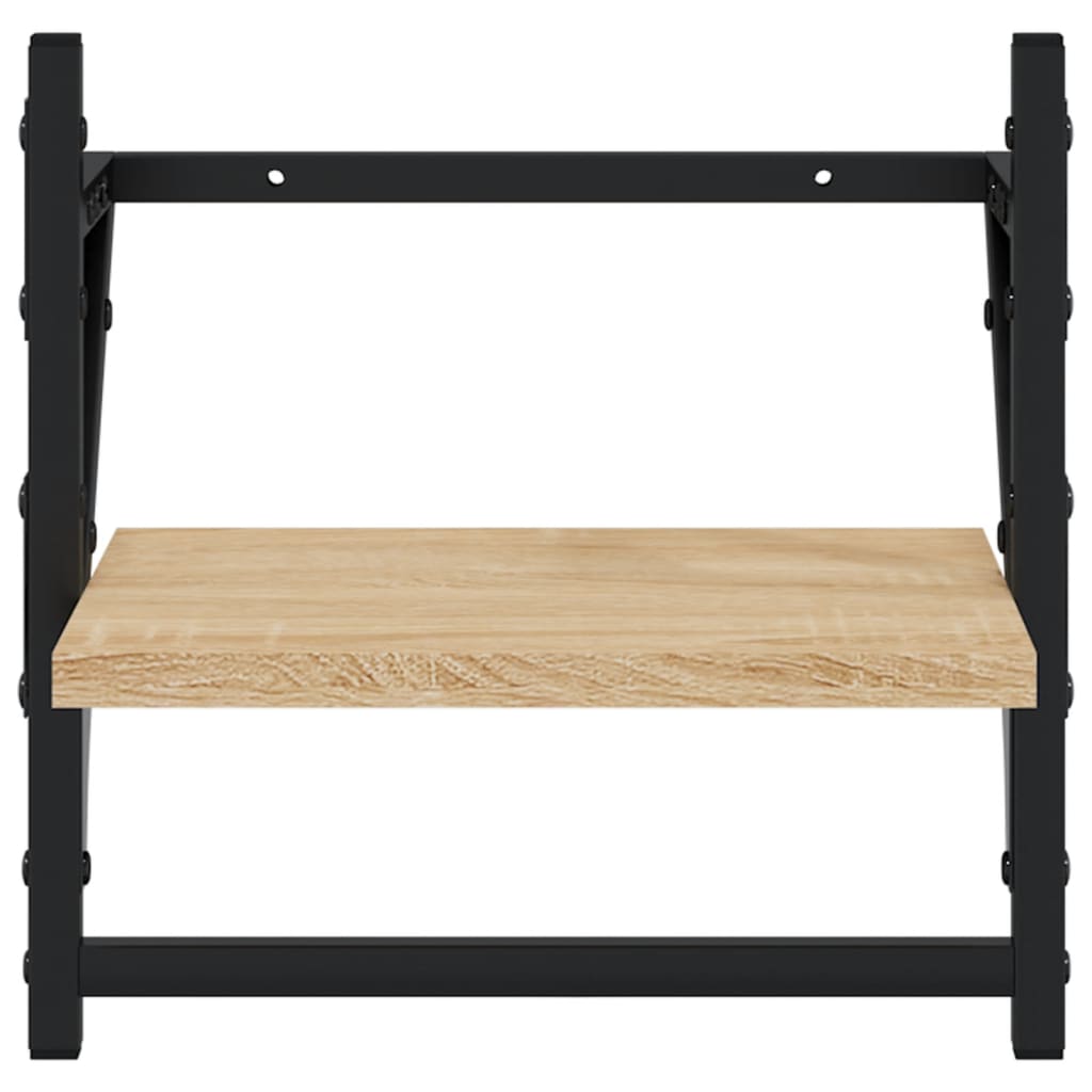 Vägghyllor med stänger 2 st sonoma-ek 30x25x30 cm