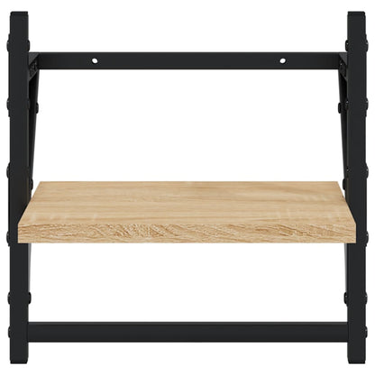 Vägghyllor med stänger 2 st sonoma-ek 30x25x30 cm