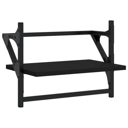 Vägghyllor med stänger 2 st svart 40x25x30 cm