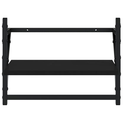 Vägghyllor med stänger 2 st svart 40x25x30 cm