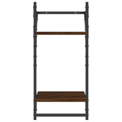 Vägghyllor 2-plan med stänger 2 st brun ek 30x25x65 cm