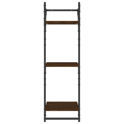 Vägghyllor 3-plan med stänger 2 st brun ek 30x25x100 cm
