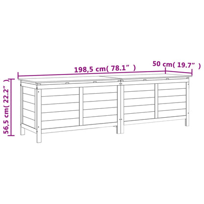 Dynbox vit 198,5x50x56,5 cm massivt granträ