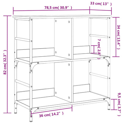 Bokhylla svart 78,5x33x82 cm konstruerat trä