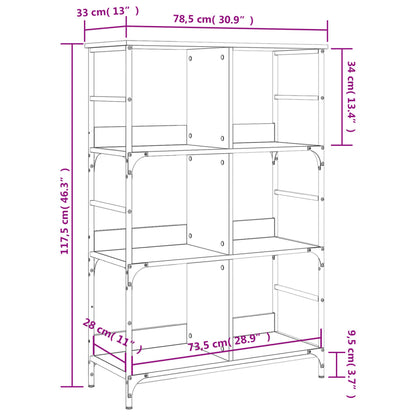 Bokhylla svart 78,5x33x117,5 cm konstruerat trä