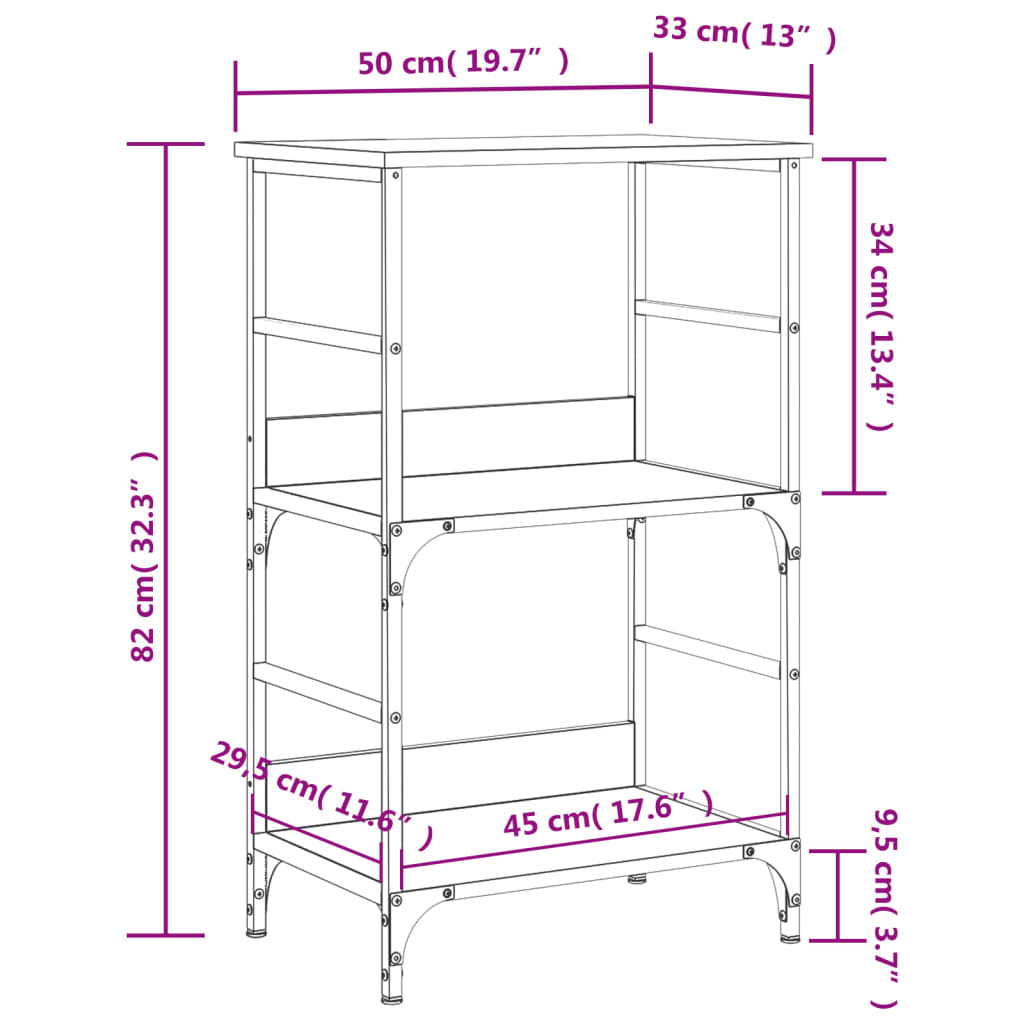 Bokhylla svart 50x33x82 cm konstruerat trä