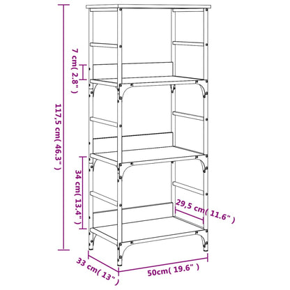 Bokhylla sonoma-ek 50x33x117,5 cm konstruerat trä