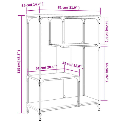 Bokhylla svart 81x36x115 cm konstruerat trä och järn