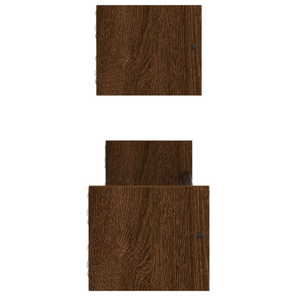 Vägghyllor med stänger 2 st brun ek 60x16x14 cm