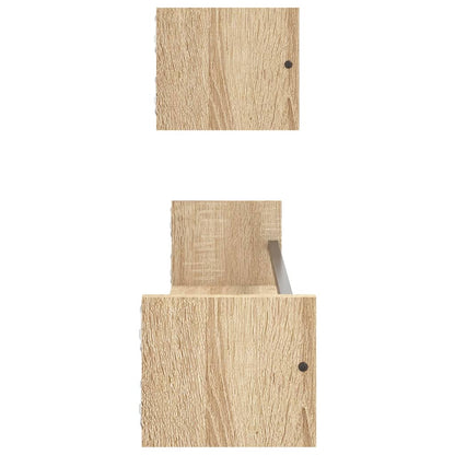 Vägghyllor med stänger 2 st sonoma-ek 80x16x14 cm