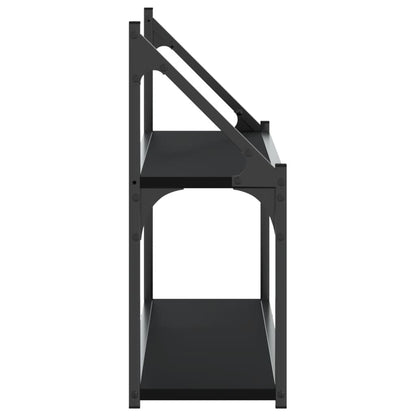 Vägghylla 2 hyllor svart 80x21x51 cm konstruerat trä