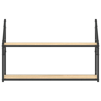Vägghylla 2 hyllor sonoma-ek 80x21x51 cm konstruerat trä