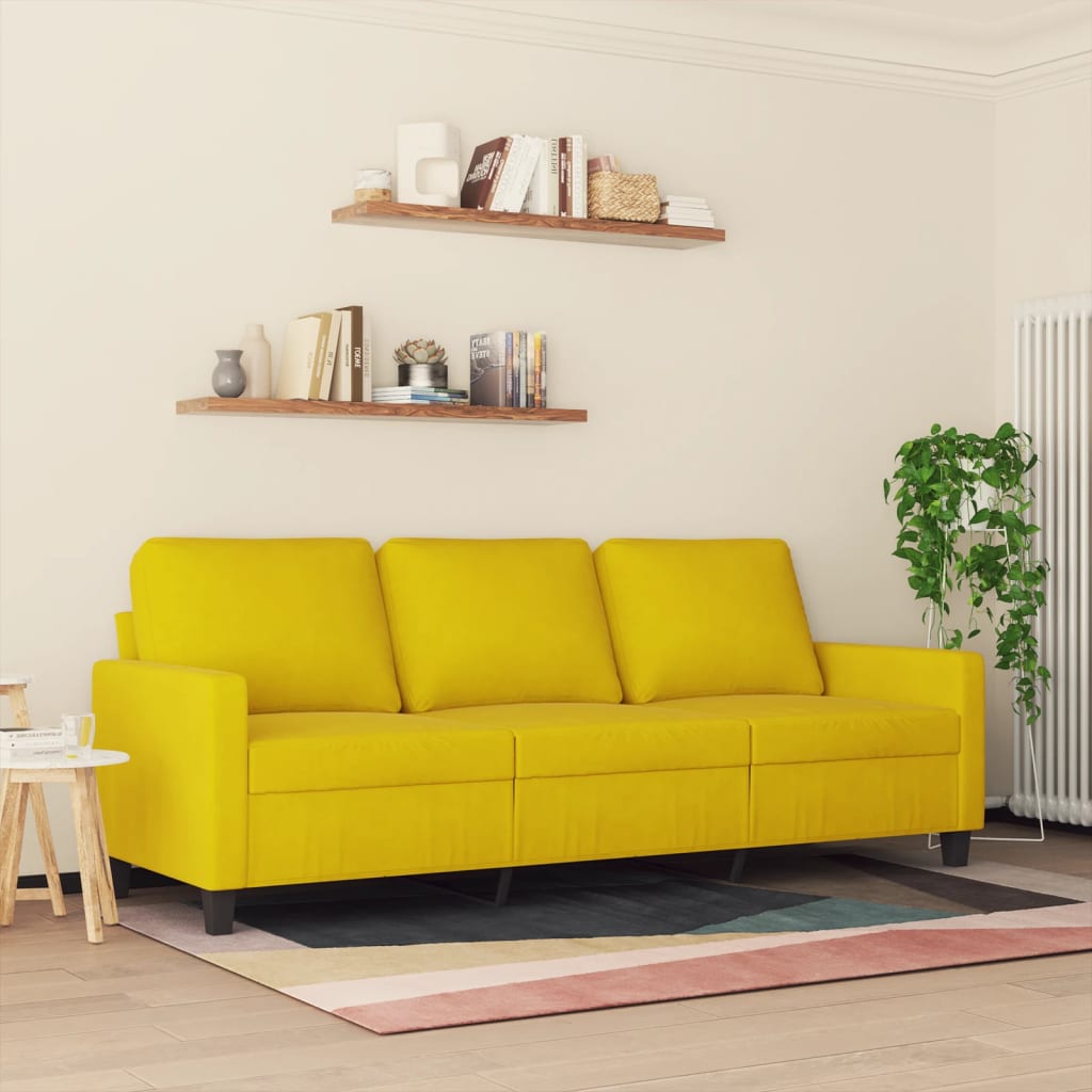 3-sitssoffa gul 180 cm sammet
