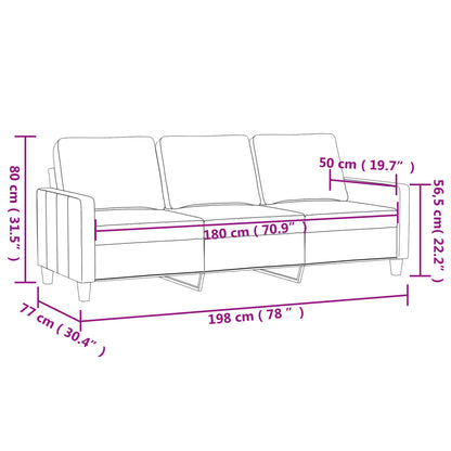 3-sitssoffa gul 180 cm sammet
