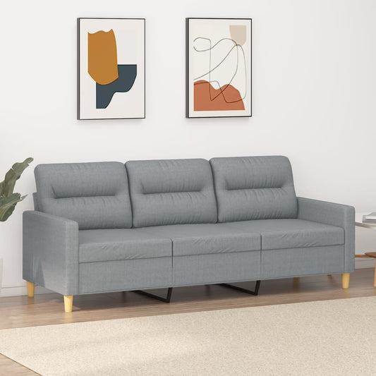 3-sitssoffa ljusgrå 180 cm tyg