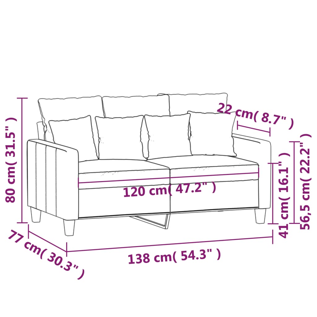 2-sitssoffa gräddvit 120 cm tyg