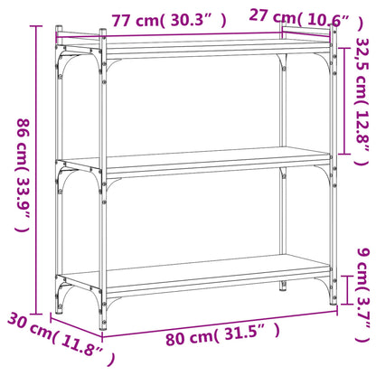 Bokhylla 3 hyllplan sonoma-ek 80x30x86 cm konstruerat trä