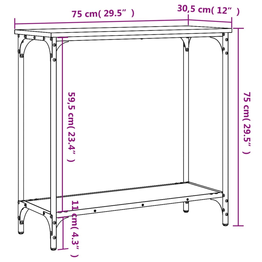 Konsolbord svart 75x30,5x75 cm konstruerat trä