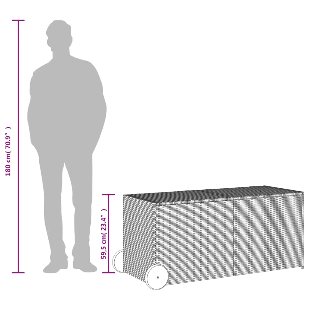 Dynbox på hjul grå 283L konstrottning