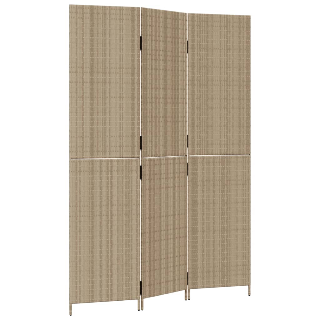 Rumsavdelare 3 paneler beige konstrottning