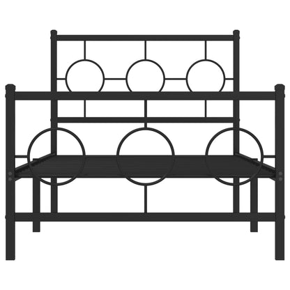 Sängram med huvudgavel och fotgavel svart metall 90x200 cm