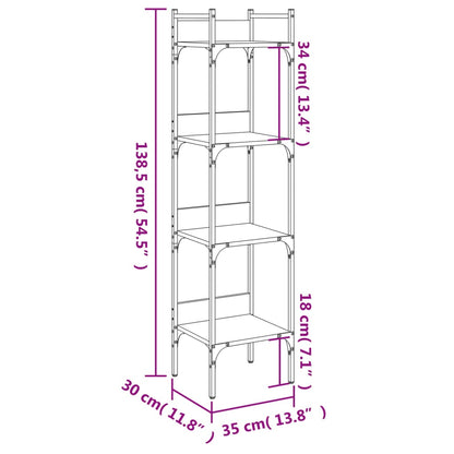 Bokhylla 4 hyllplan sonoma-ek 35x30x138,5 cm konstruerat trä