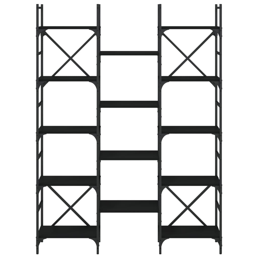 Bokhylla svart 127,5x28,5x172,5 cm konstruerat trä