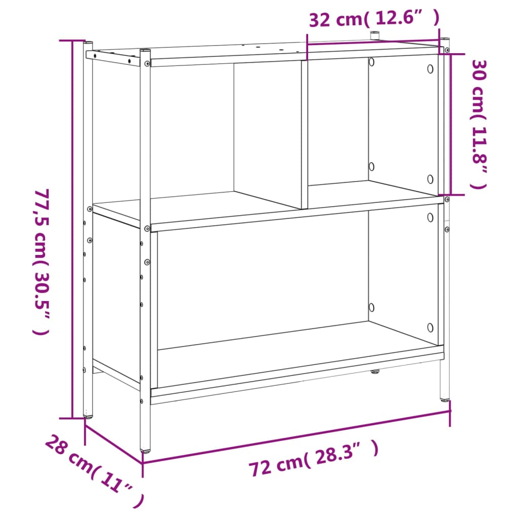 Bokhylla sonoma-ek 72x28x77,5 cm konstruerat trä