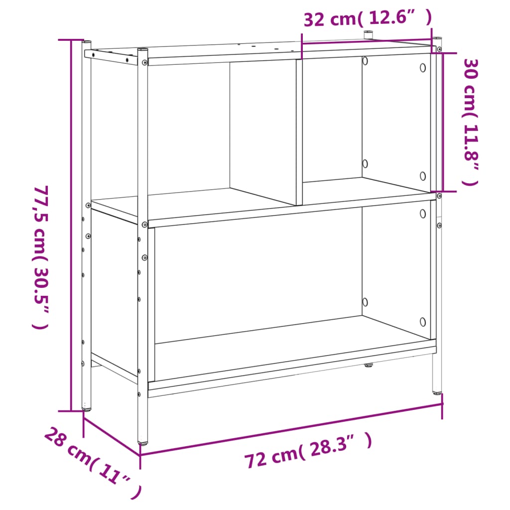 Bokhylla brun ek 72x28x77,5 cm konstruerat trä