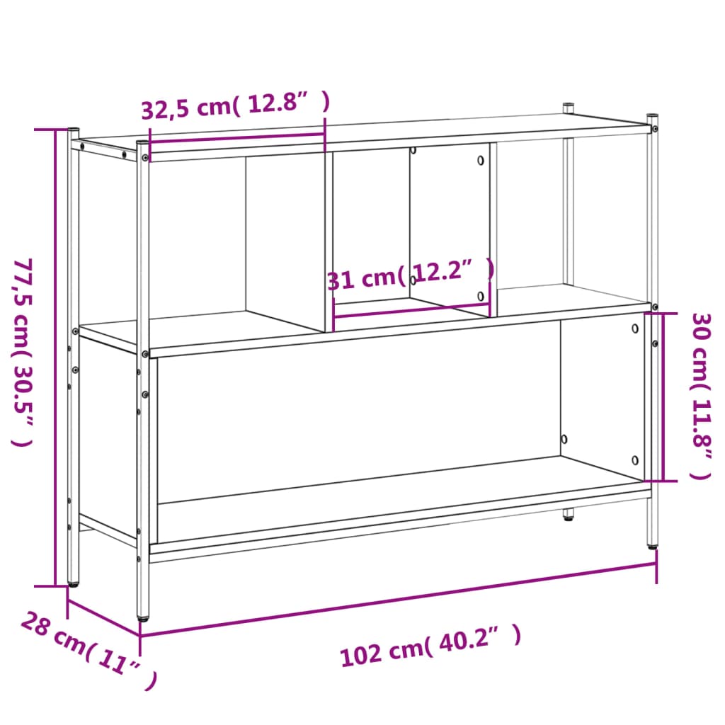 Bokhylla brun ek 102x28x77,5 cm konstruerat trä