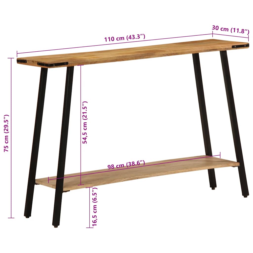 Konsolbord 110x30x75 cm massivt mangoträ