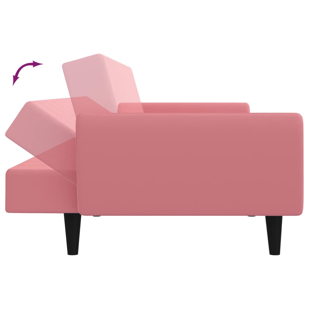 Bäddsoffa 2-sits rosa sammet