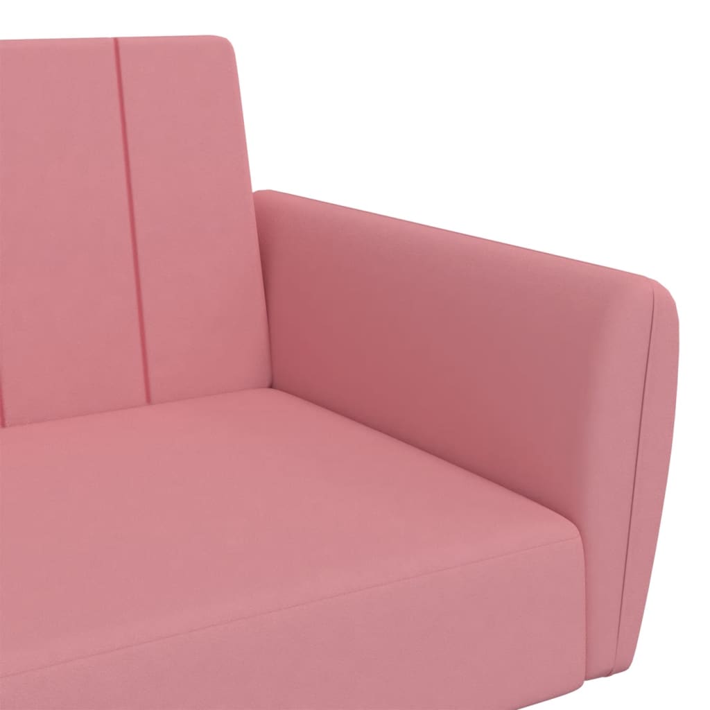 Bäddsoffa 2-sits rosa sammet