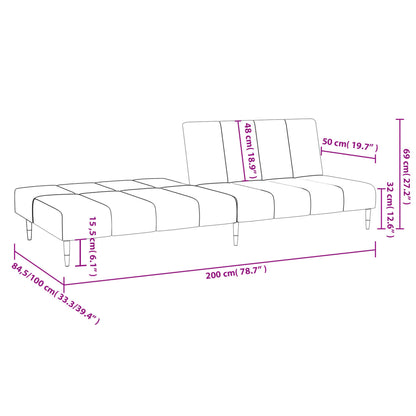 Bäddsoffa 2-sits ljusgrå sammet