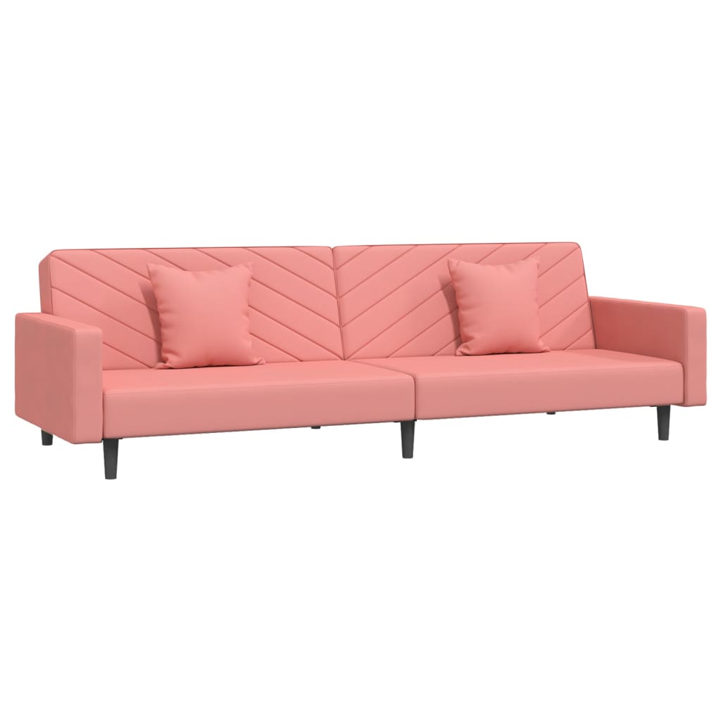 Bäddsoffa 2-sits med två kuddar rosa sammet