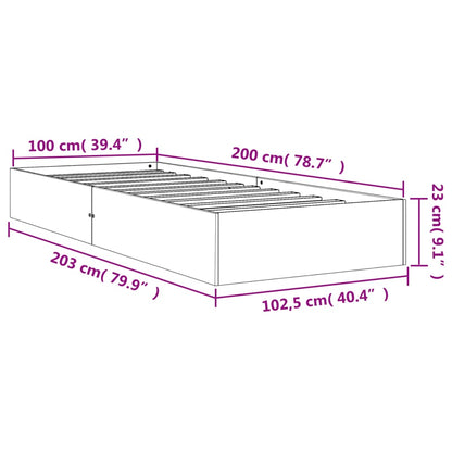 Sängram utan madrass vaxbrun 100x200 cm massiv furu