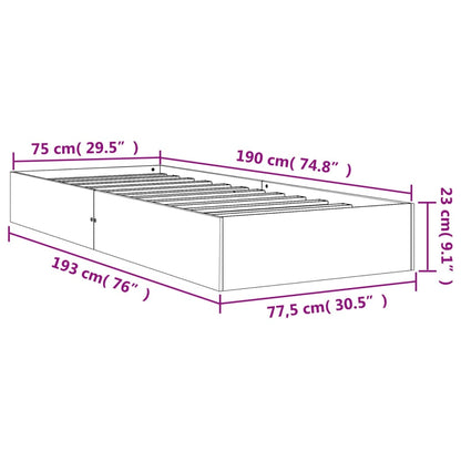 Sängram utan madrass vaxbrun 75x190 cm massiv furu