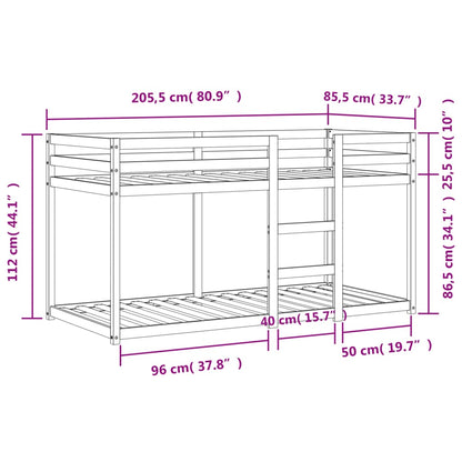 Våningssäng vaxad brun 80x200 cm massiv furu