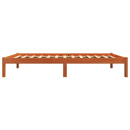 Sängram utan madrass vaxbrun 75x190 cm massiv furu