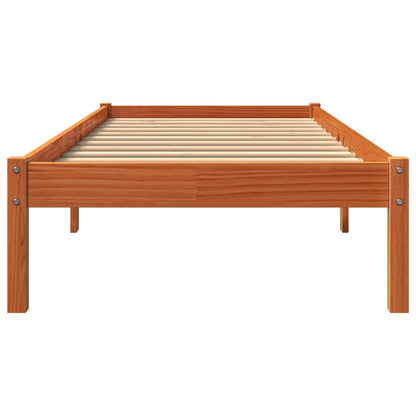 Sängram utan madrass vaxad brun 90x190 cm massiv furu