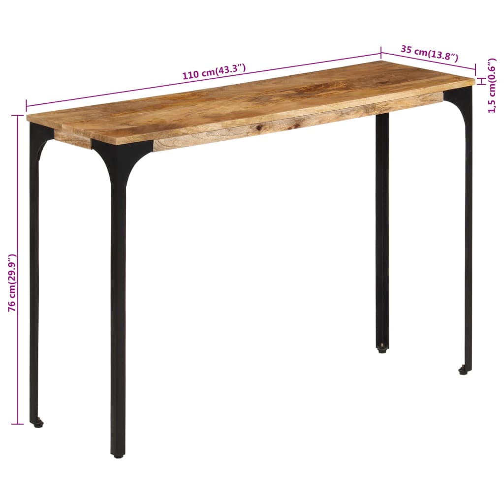 Konsolbord brun 110x35x76 cm massivt mangoträ och järn