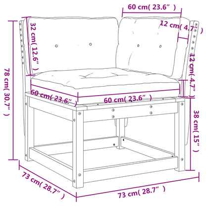 Trädgårdssoffa hörn med dynor vit 73x73x78 cm massiv furu