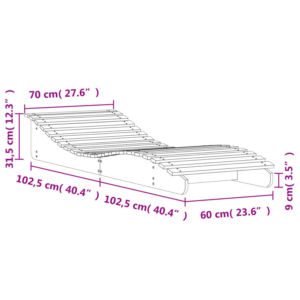 Solsäng vaxbrun 205x70x31,5 cm massiv furu