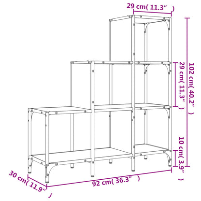 Bokhylla brun ek 92x30x102 cm konstruerat trä och metall