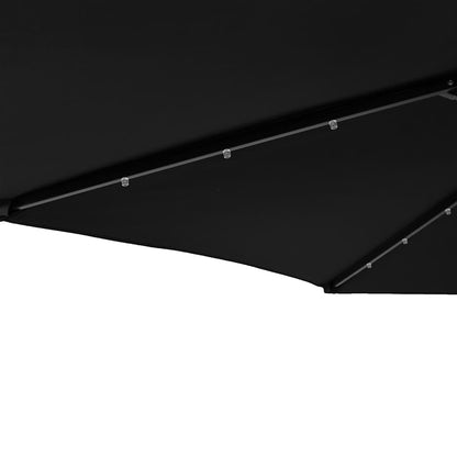 Trädgårdsparasoll med LEDs och stålstång svart 225x225x212cm