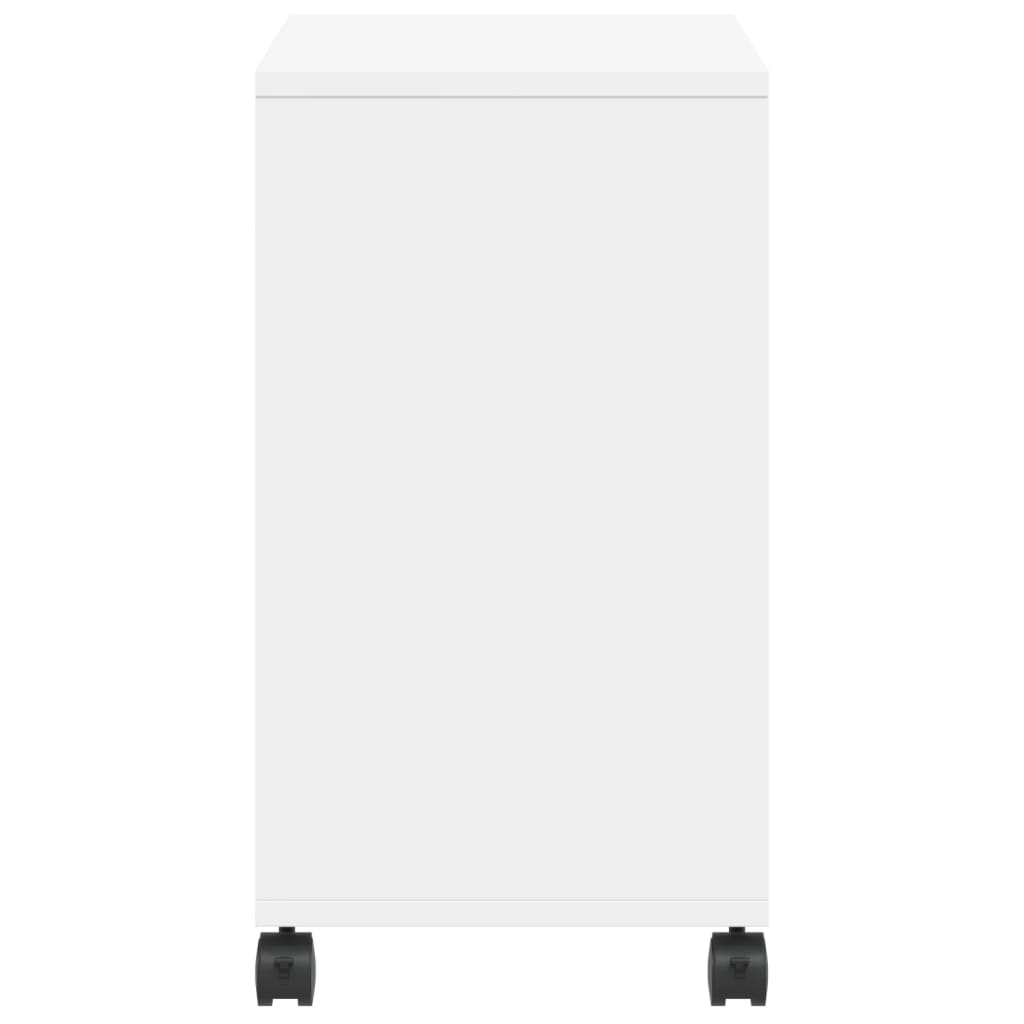 Sidobord med hjul vit 50x30x55 cm konstruerat trä